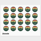 Forest Sunset Camping Custom Family Reunion Ronde Sticker (Vel)
