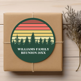 Forest Sunset Camping Custom Family Reunion Ronde Sticker