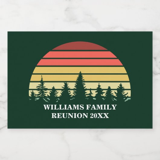 Forest Sunset Custom Familie Reünie Party Mini Sparkling Wijnetiket (Enkel label)