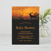 Forest Sunset Deer Baby shower Kaart (Staand voorkant)