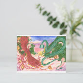 Forest Sunset Dragon en Phoenix Briefkaart (Staand voorkant)