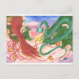 Forest Sunset Dragon en Phoenix Briefkaart