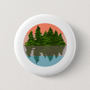 Forest Sunset Natuur Pine Trees Ronde Button 5,7 Cm