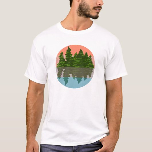 Forest Sunset Natuur Pine Trees T-shirt (Voorkant)