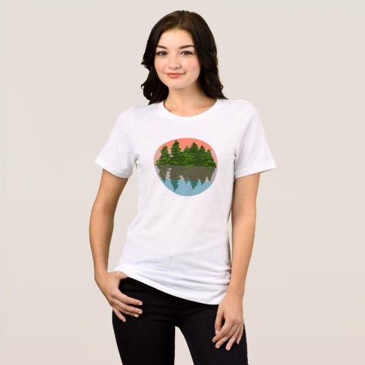 Forest Sunset Natuur Pine Trees Tri-Blend Shirt (Voorkant volledig)