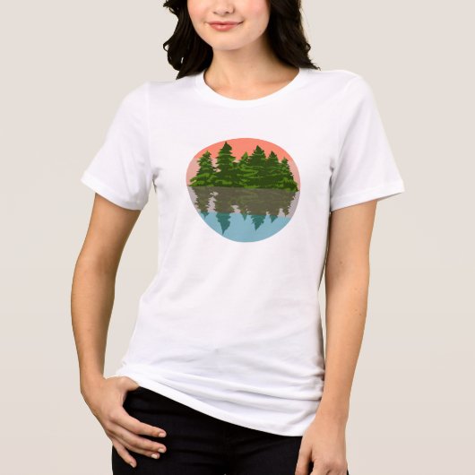 Forest Sunset Natuur Pine Trees Tri-Blend Shirt (Voorkant)