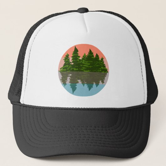 Forest Sunset Natuur Pine Trees Trucker Pet (Voorkant)