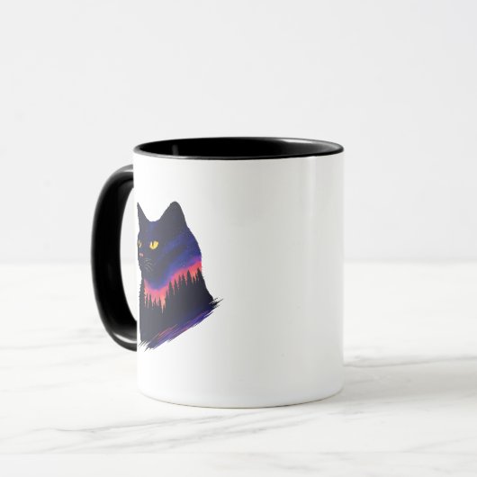 Forest Sunset Silhouette Mok, Natuur geïnspireerde Mok (Voorkant links)