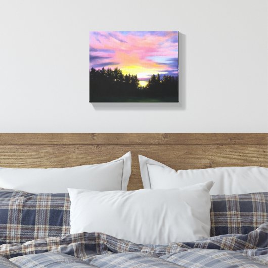 Forest Sunset Wrapped Canvas Print (Insitu (Slaapkamer))