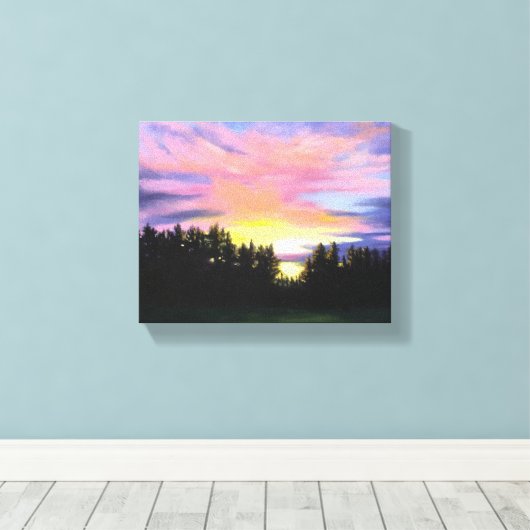 Forest Sunset Wrapped Canvas Print (Insitu (Houten vloer))