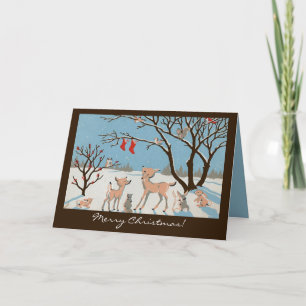 Forest Surprise Blauw/Bruin Kerst Kaarten