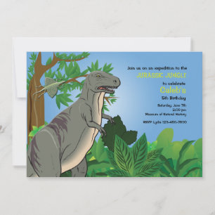 Forest T- Rex Dinosaur Invitation Kaart