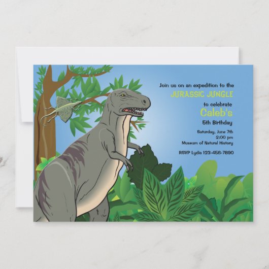 Forest T- Rex Dinosaur Invitation Kaart (Voorkant)