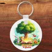 "Forest Tales Keychain – Enchanted Woodland Story (Voorkant)