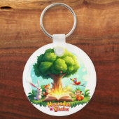"Forest Tales Keychain – Enchanted Woodland Story (Voorkant)