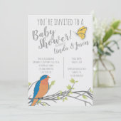 Forest Theme Baby shower met Bluebird & Foliage Kaart (Staand voorkant)