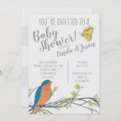Forest Theme Baby shower met Bluebird & Foliage Kaart (Voorkant / Achterkant)