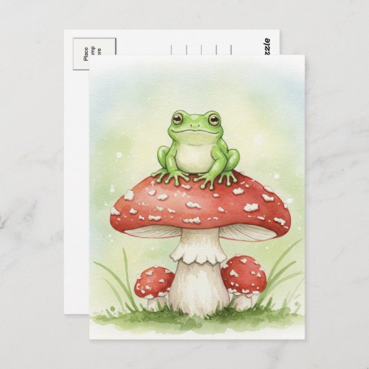 Forest Throne Frog Mushroom Briefkaart Postcrossin (Voorkant / Achterkant)