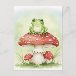 Forest Throne Frog Mushroom Briefkaart Postcrossin