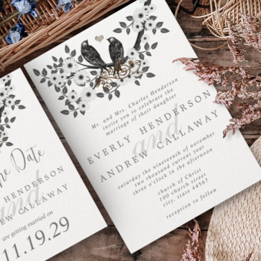 Forest Tortelduifjes Wedding Kaart