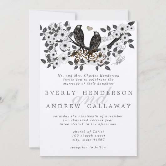 Forest Tortelduifjes Wedding Kaart (Voorkant)