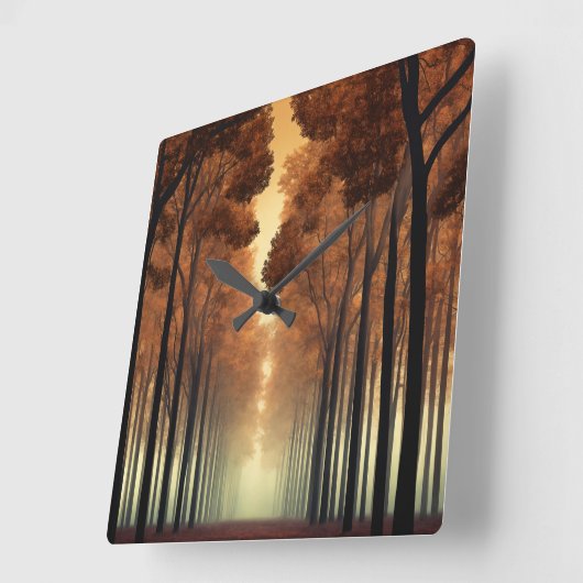 Forest Tree Nature Wall Clock Vierkante Klok (Hoek)