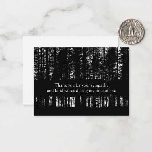 Forest Tree Silhouette - Hartelijk dank - Kaart Notitiekaartje (Voorkant / Achterkant in situ)