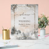 Forest Tree String Lights Sneeuw Acryl Bord (Huwelijk)