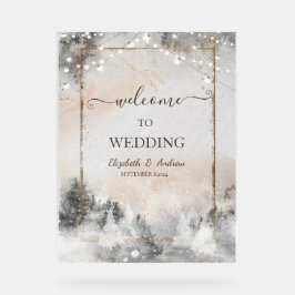 Forest Tree String Lights Sneeuw Acryl Bord