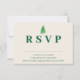 Forest Tree Watercolor | Floral Wedding Christmas RSVP Kaartje