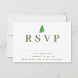 Forest Tree Waterverf Bloemen Bruiloft Reactie RSVP Kaartje