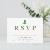 Forest Tree Waterverf Bloemen Bruiloft Reactie RSVP Kaartje (Staand voorkant)