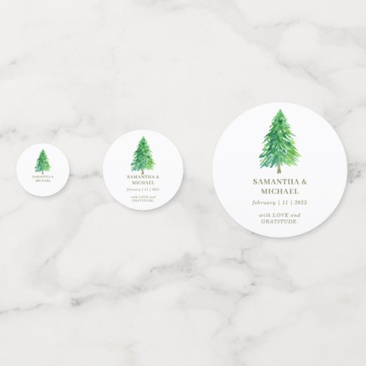Forest Tree Waterverf Flower Favoriete bruiloft Confetti (Voorkanten)
