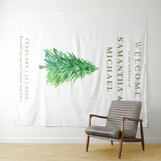 Forest TREE Welkom bij de bruiloft Bloem Wandkleed (In Situ (horizontaal))