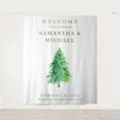 Forest TREE Welkom bij de bruiloft Bloem Wandkleed (Voorkant)