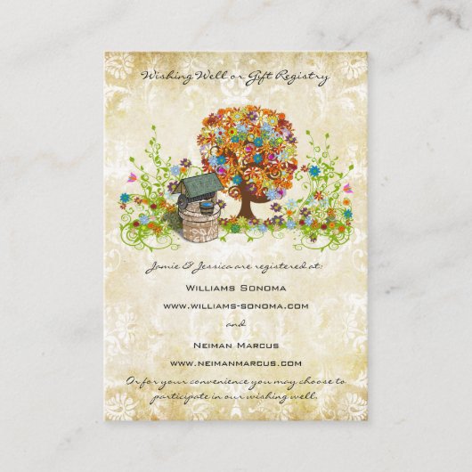Forest Tree Wishing Well, Website Gift Registry Informatiekaartje (Voorkant)