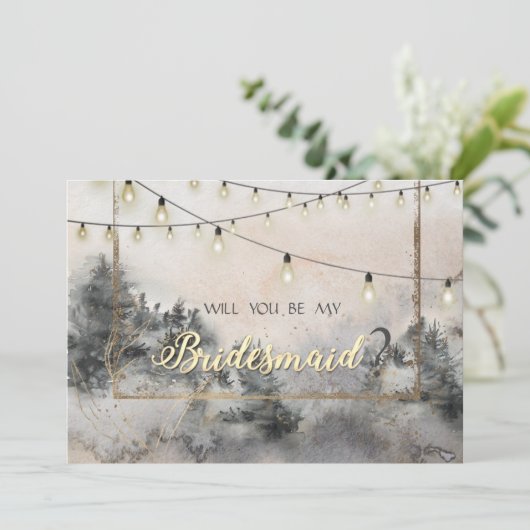 Forest Tree Woodland String Lights Kaart (Staand voorkant)