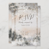 Forest Tree Woodland String Lights RSVP Kaart (Voorkant / Achterkant)
