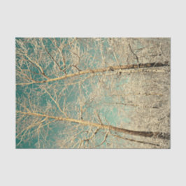 Forest Trees Blauwgroen Sky Winter Woodland Tissuepapier