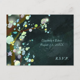 Forest Trees Dark Green Wedding RSVP Uitnodiging Briefkaart