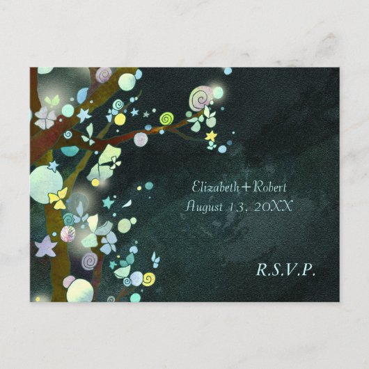 Forest Trees Dark Green Wedding RSVP Uitnodiging Briefkaart (Voorkant)