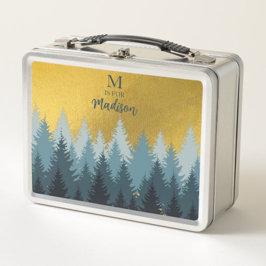 Forest Trees Golden Landscape Baby Monogram (Voorkant)