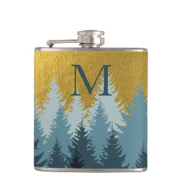 Forest Trees Golden Landscape Baby Monogram Heupfles