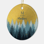 Forest Trees Golden Landscape Baby Monogram Keramisch Ornament (Links)