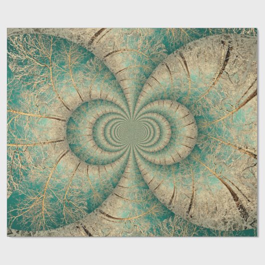 Forest Trees Green Brown Winter Woodland Cadeaupapier (Vlak)