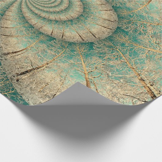 Forest Trees Green Brown Winter Woodland Cadeaupapier (Hoek)