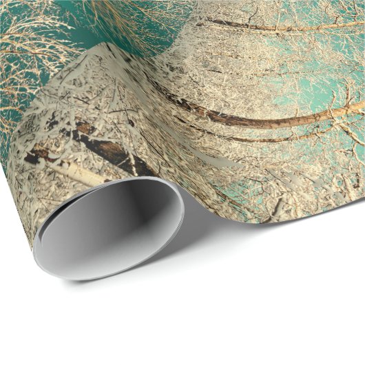 Forest Trees Green Brown Winter Woodland Cadeaupapier (Rol Hoek)