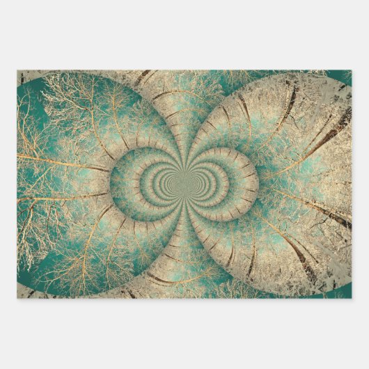 Forest Trees Green Brown Winter Woodland Inpakpapier Vel (Voorkant 2)