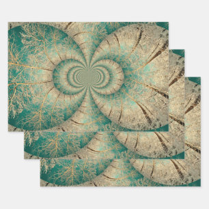 Forest Trees Green Brown Winter Woodland Inpakpapier Vel