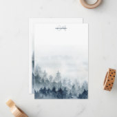 Forest Trees Monogrammed Notitiekaartje (Voorkant / Achterkant in situ)
